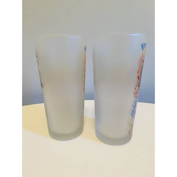 2 Boston Themed Catstudio Frosted Drinking Glasses Dated 2015 - Picture 6 of 11